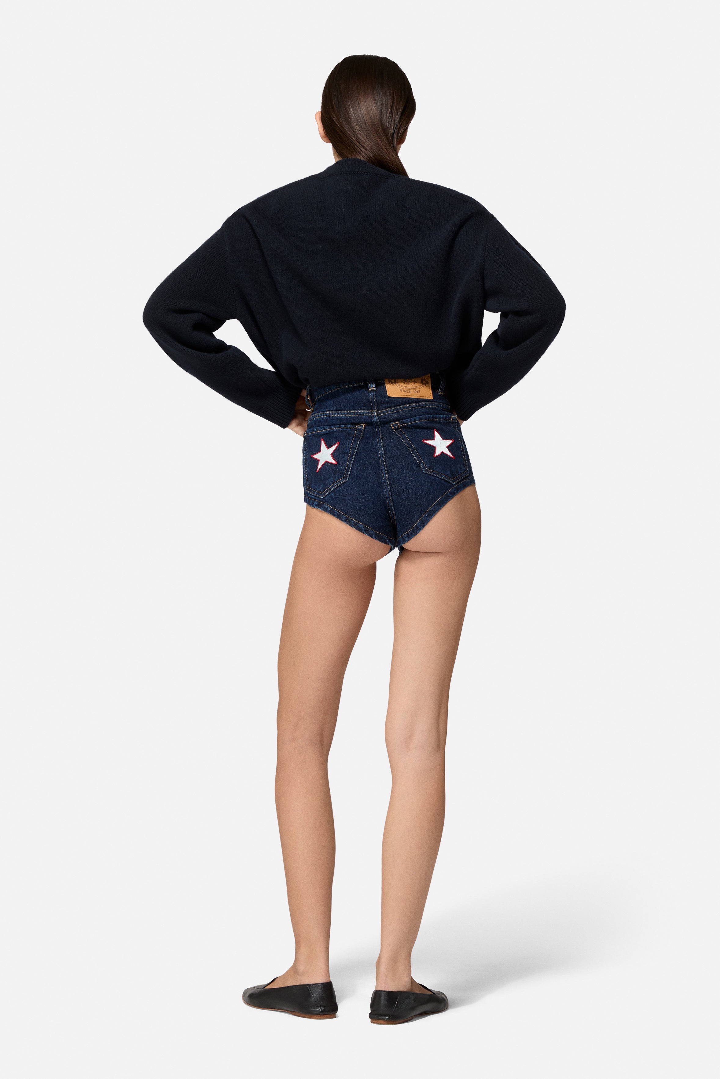 Double Star Patch Denim Pants Navy