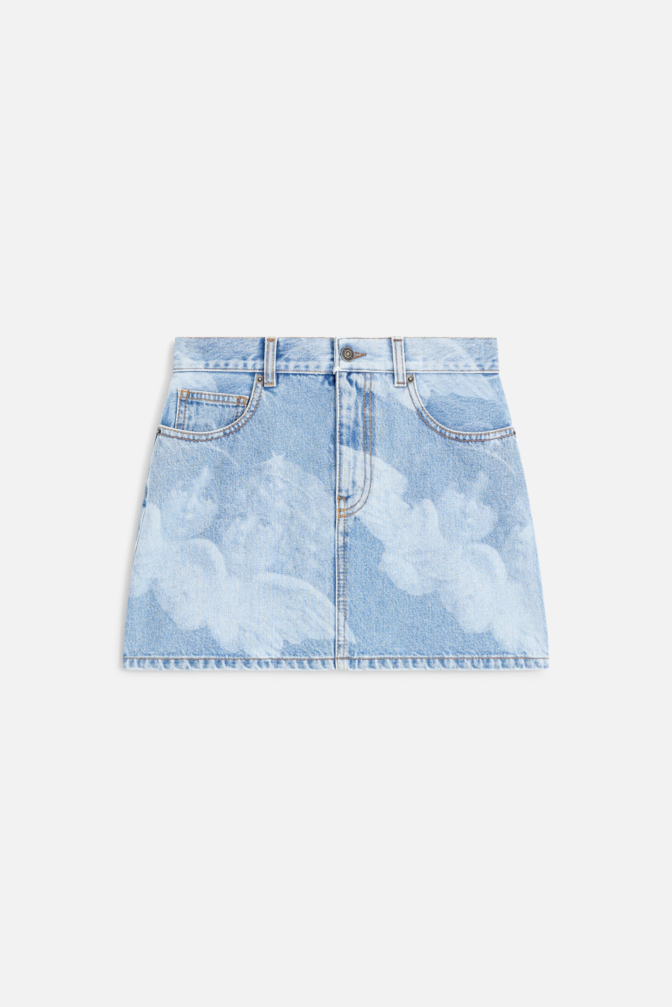 Angel Print Denim Mini Skirt Blue | Fiorucci