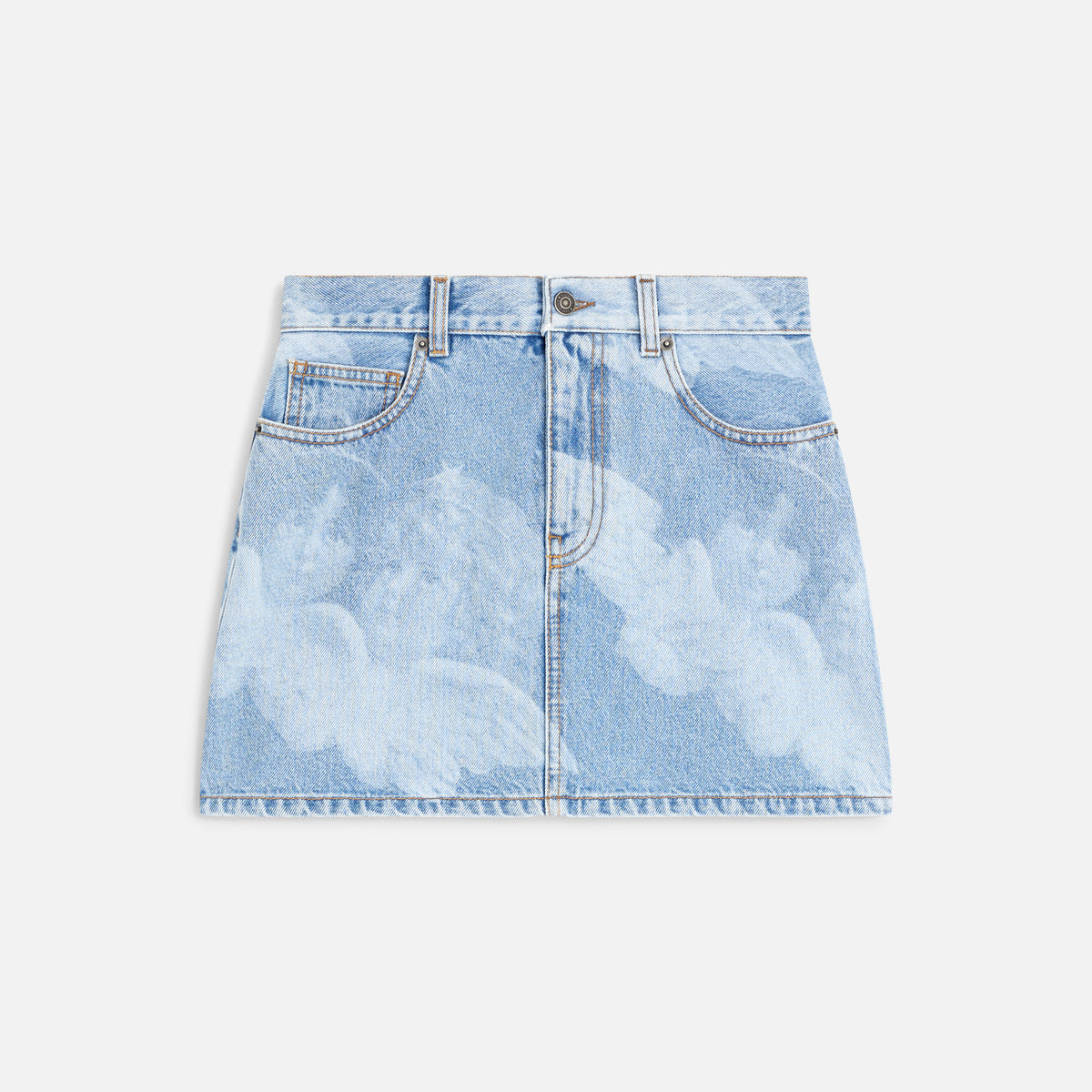 Angel Print Denim Mini Skirt Blue | Fiorucci