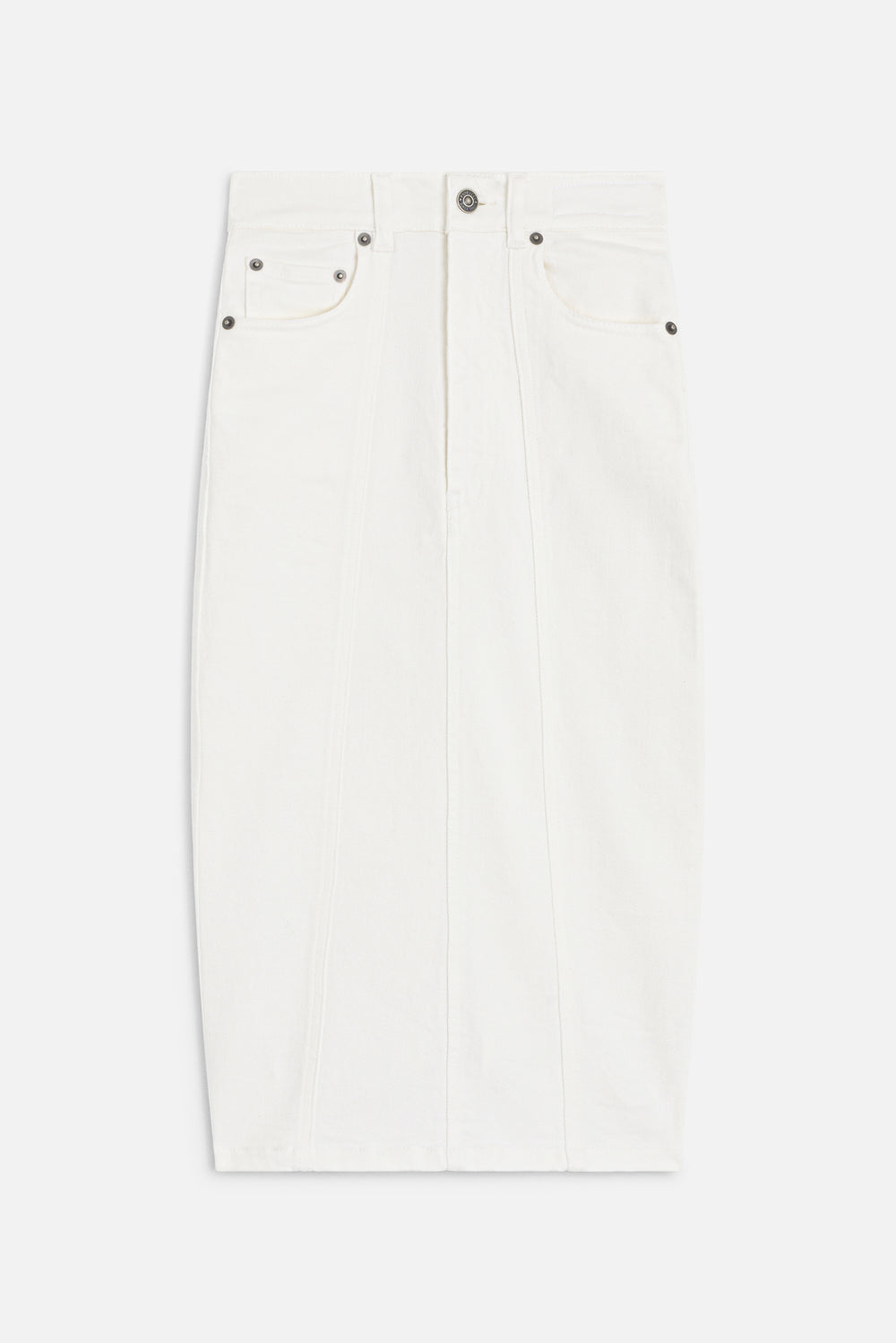 Double Heart Pockets Midi Skirt White