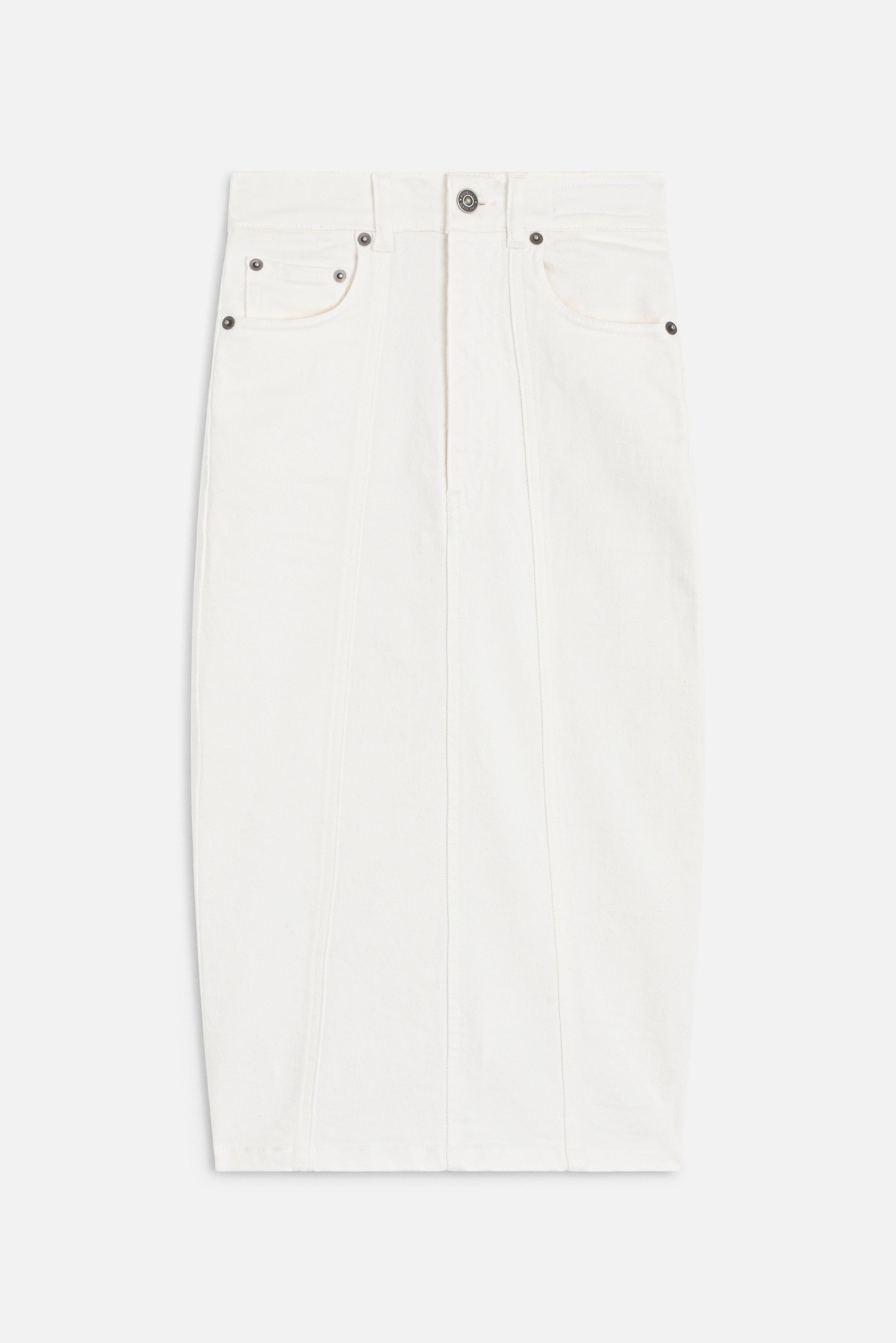 Double Heart Pockets Midi Skirt White