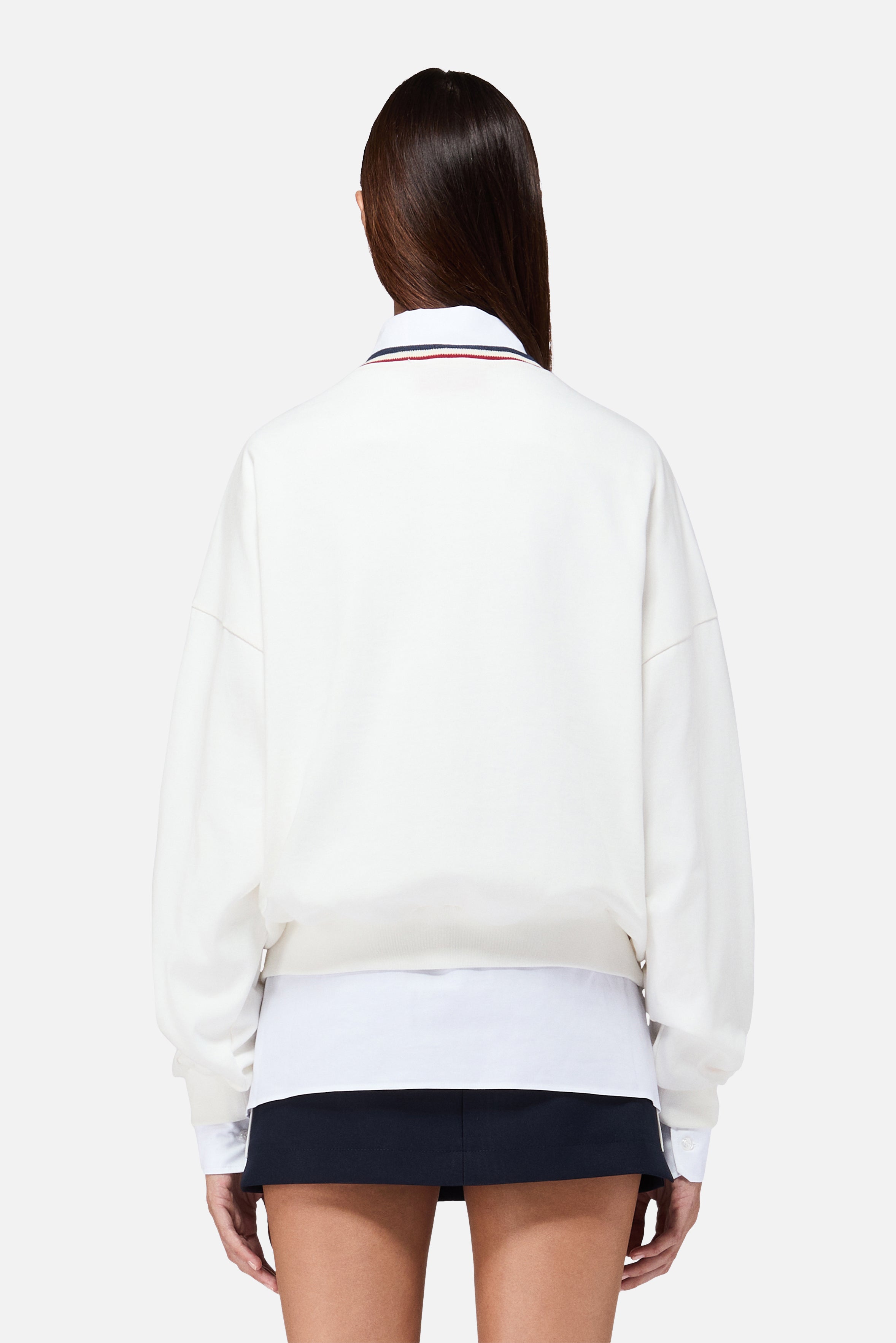 Stripe Collar Long Sleeve T-Shirt White