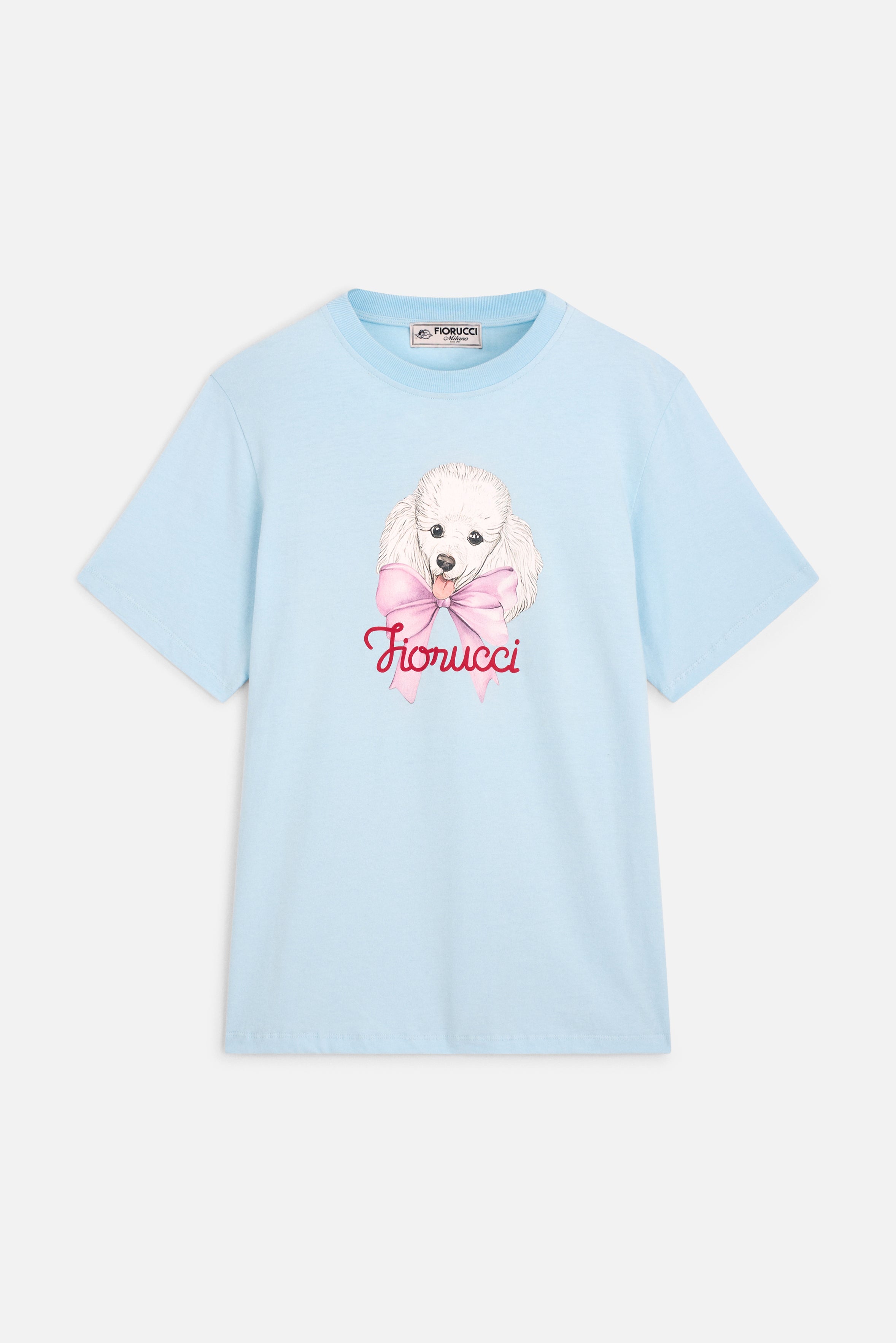Poodle Logo Regular T-Shirt Light Blue | Fiorucci