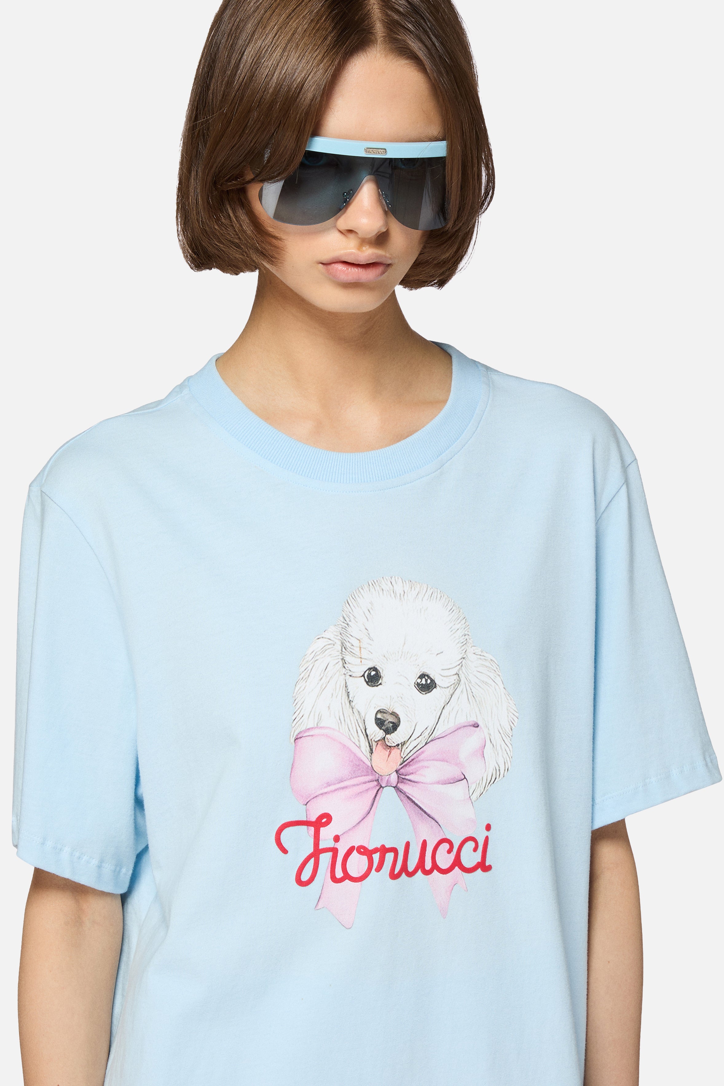 Poodle Logo Regular T-Shirt Light Blue | Fiorucci