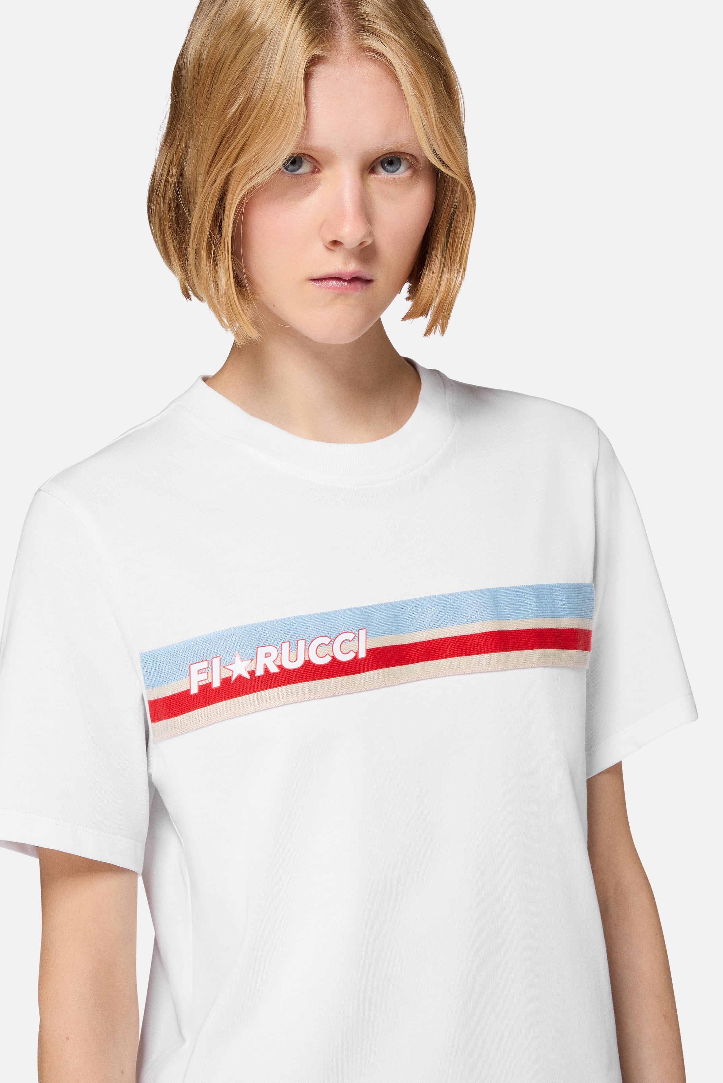 Stripe Star Logo Regular T-Shirt White