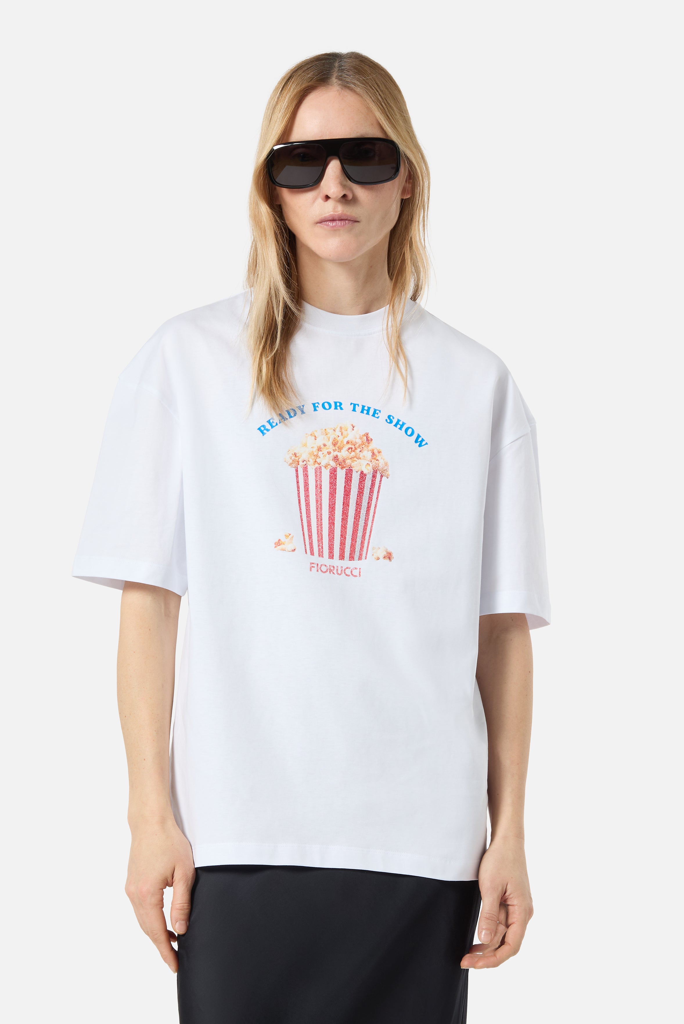 Popcorn Print Relaxed T-Shirt White