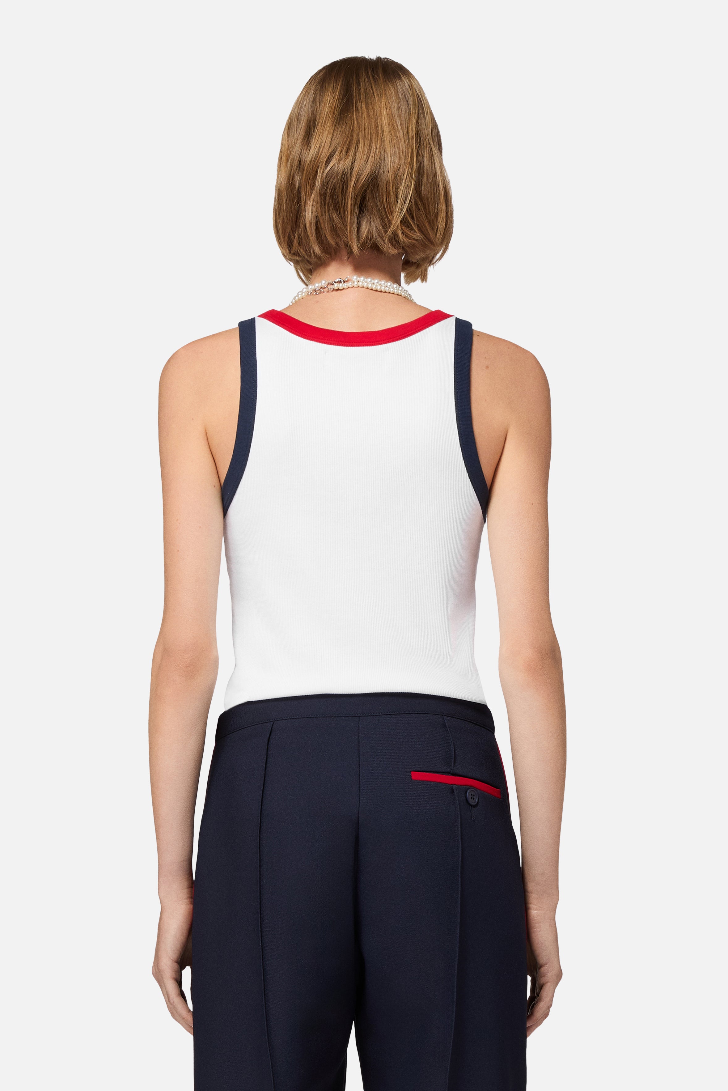 Contrast Trims Angels Patch Tank Top White