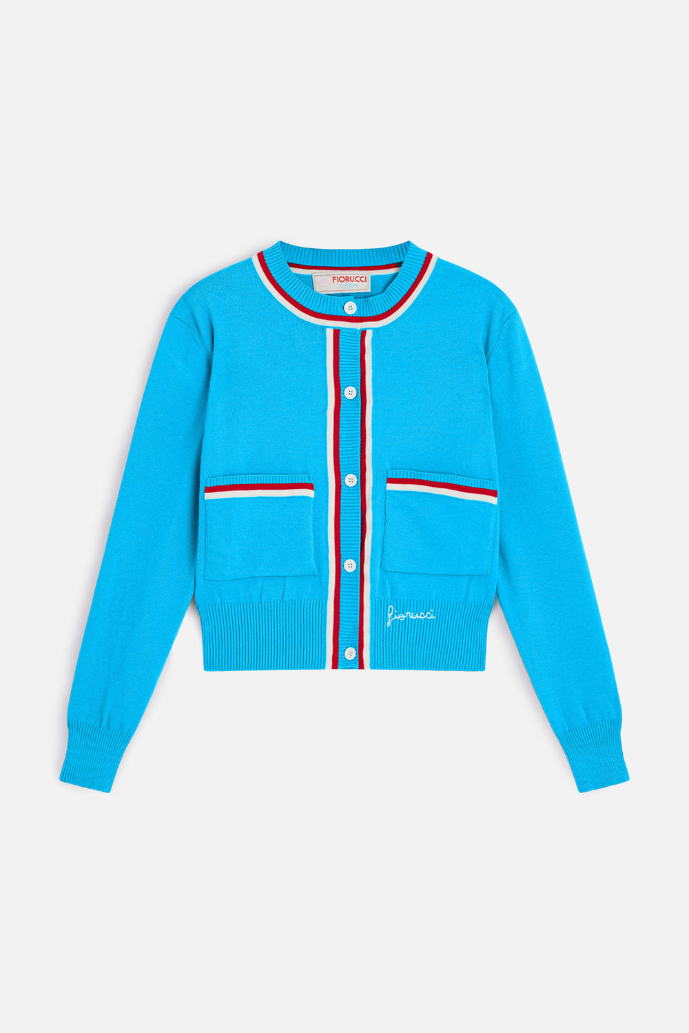 Contrast Trims Cardigan Light Blue