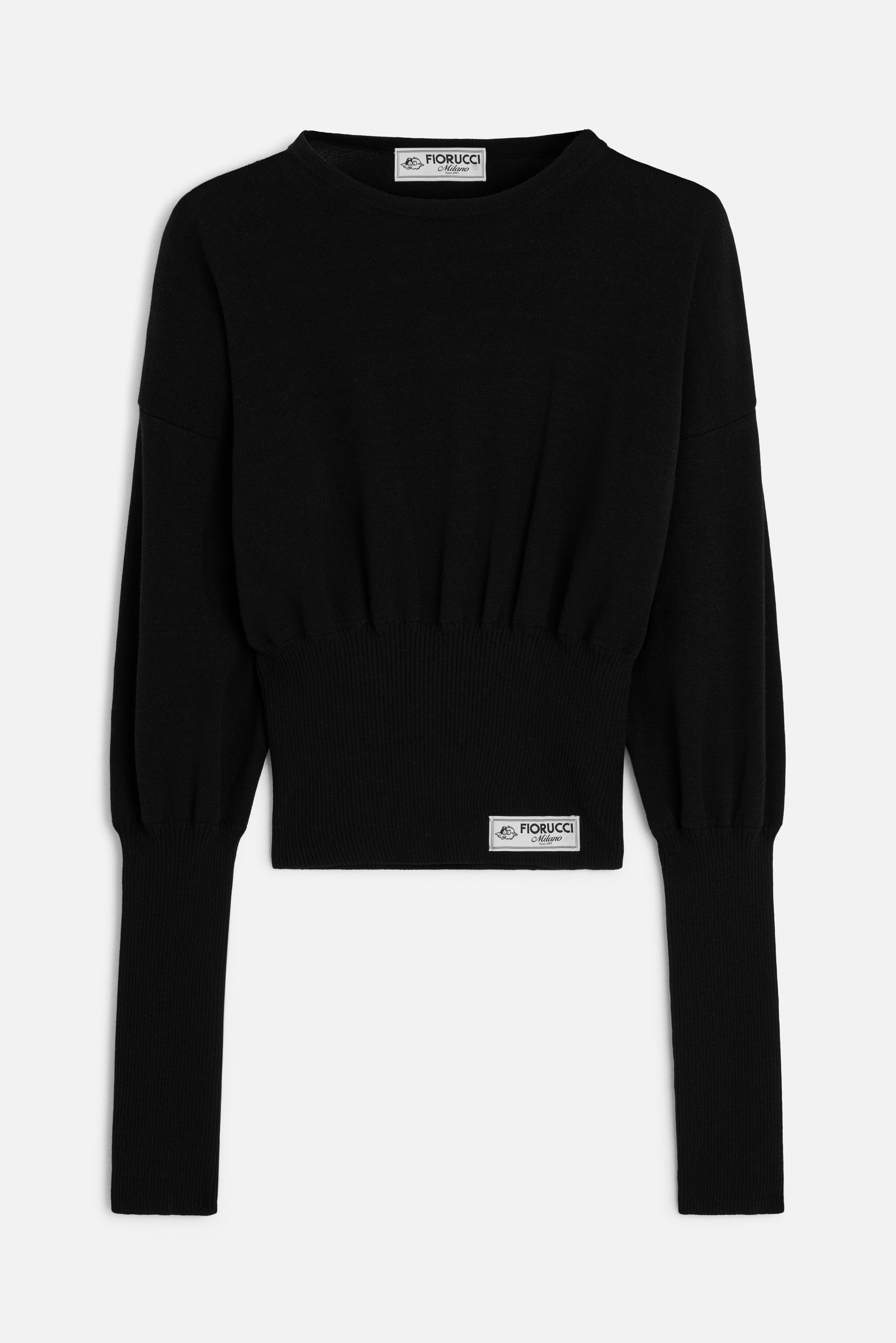 Puff Sleeves Knit Top Black
