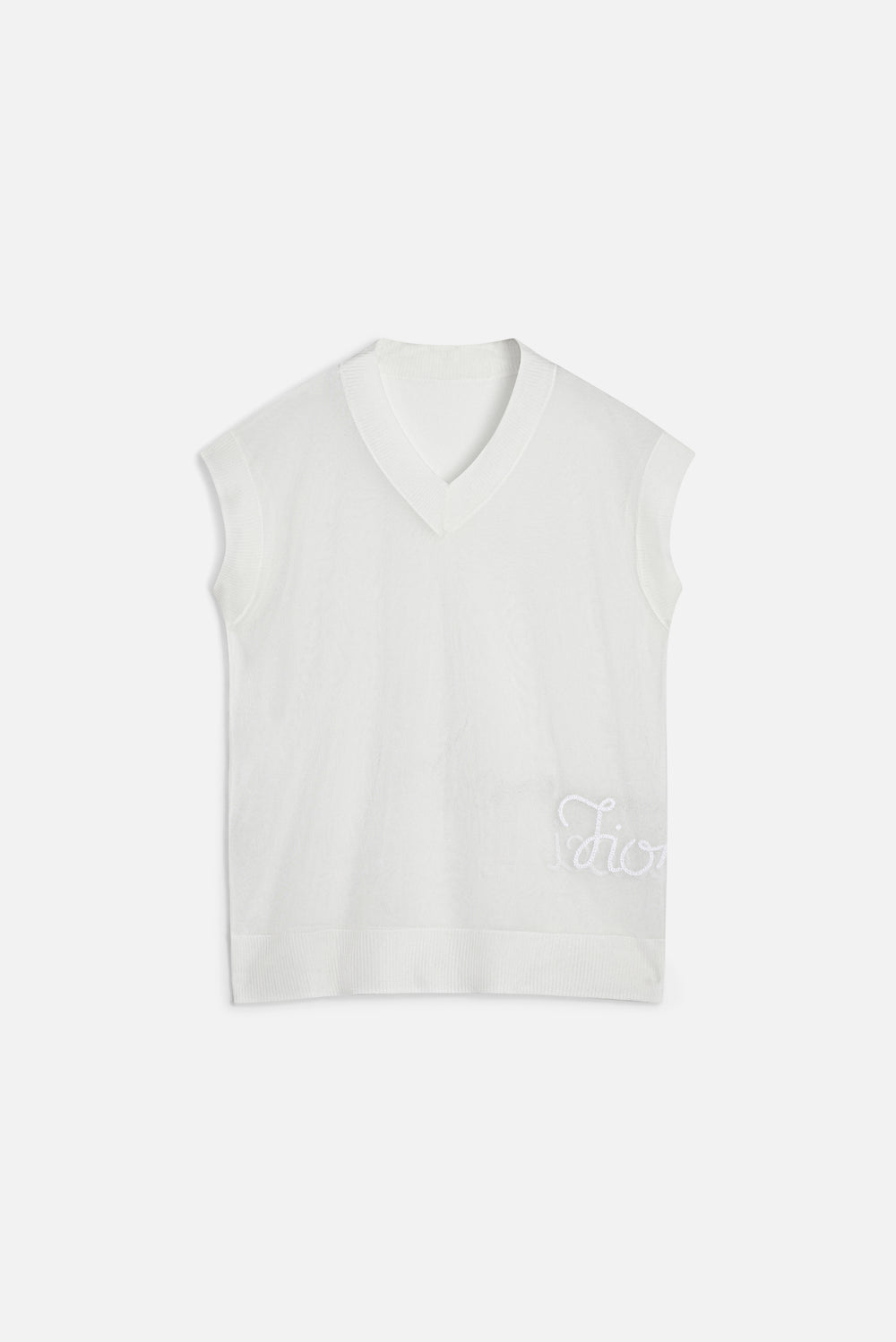 Sheer Cursive Logo Top White
