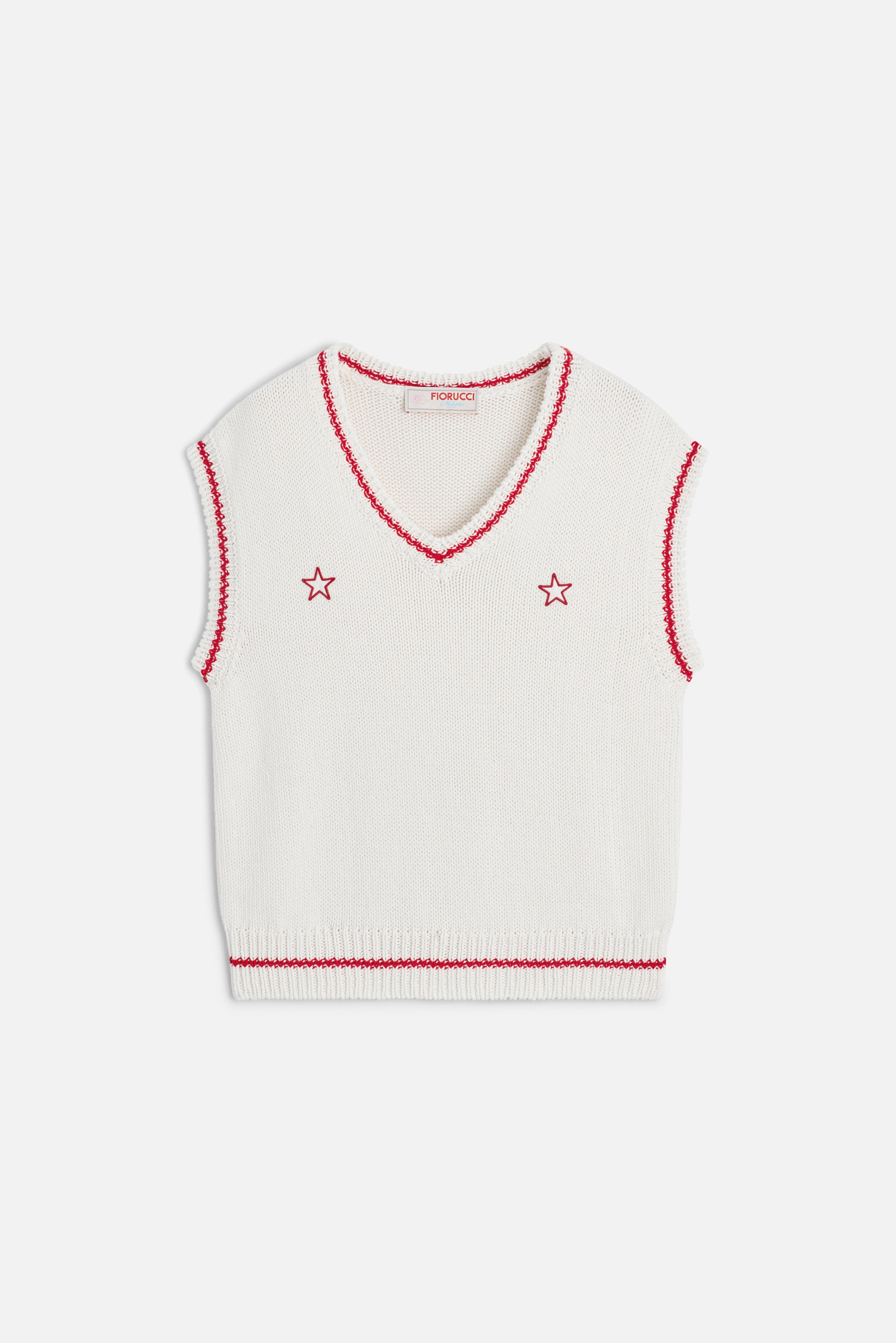 「完売品」eaphi U NECK LEAF PATTERN KNIT VEST Stars V-Neck Vest White | Fiorucci Official Online Store