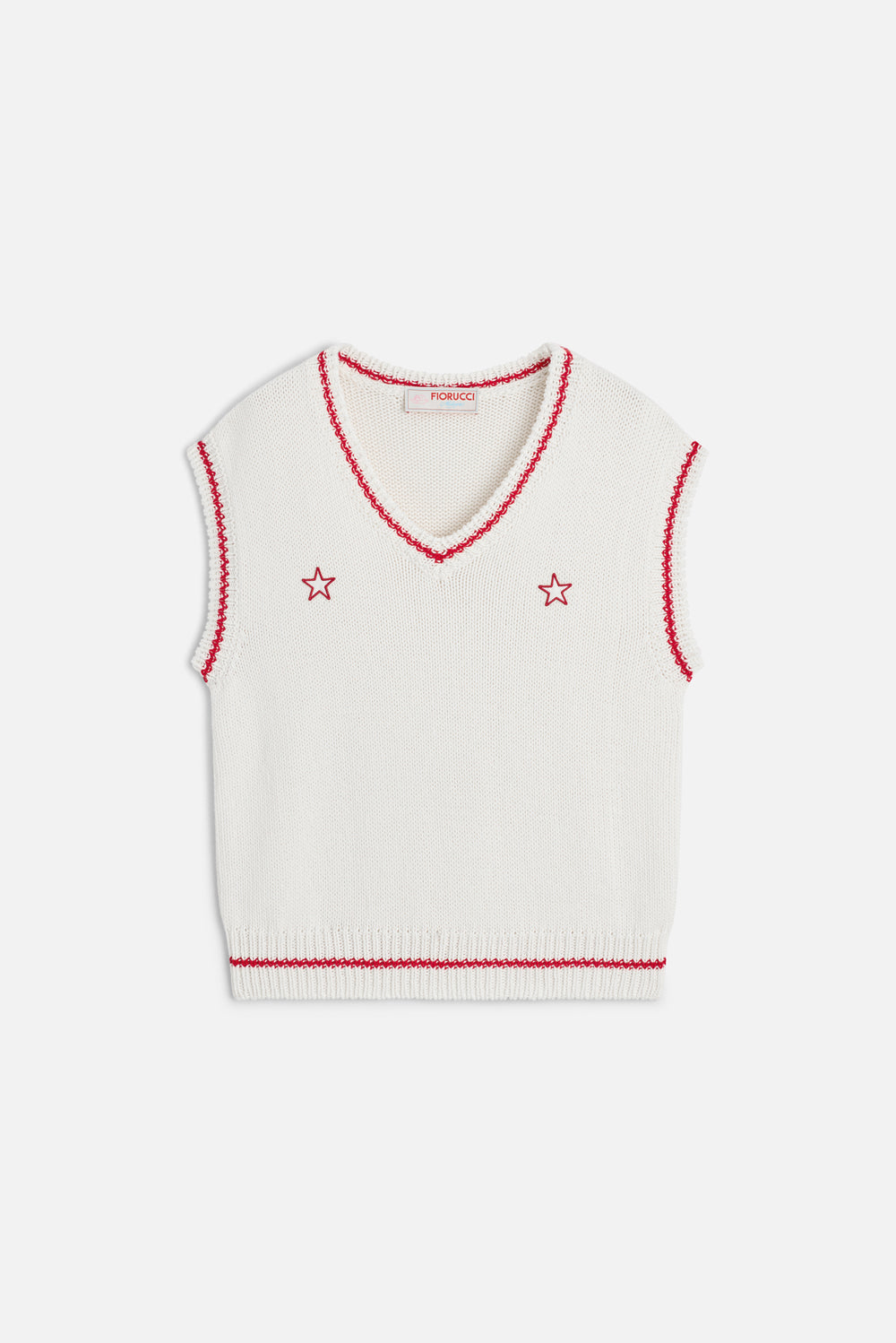 Stars V-Neck Vest White