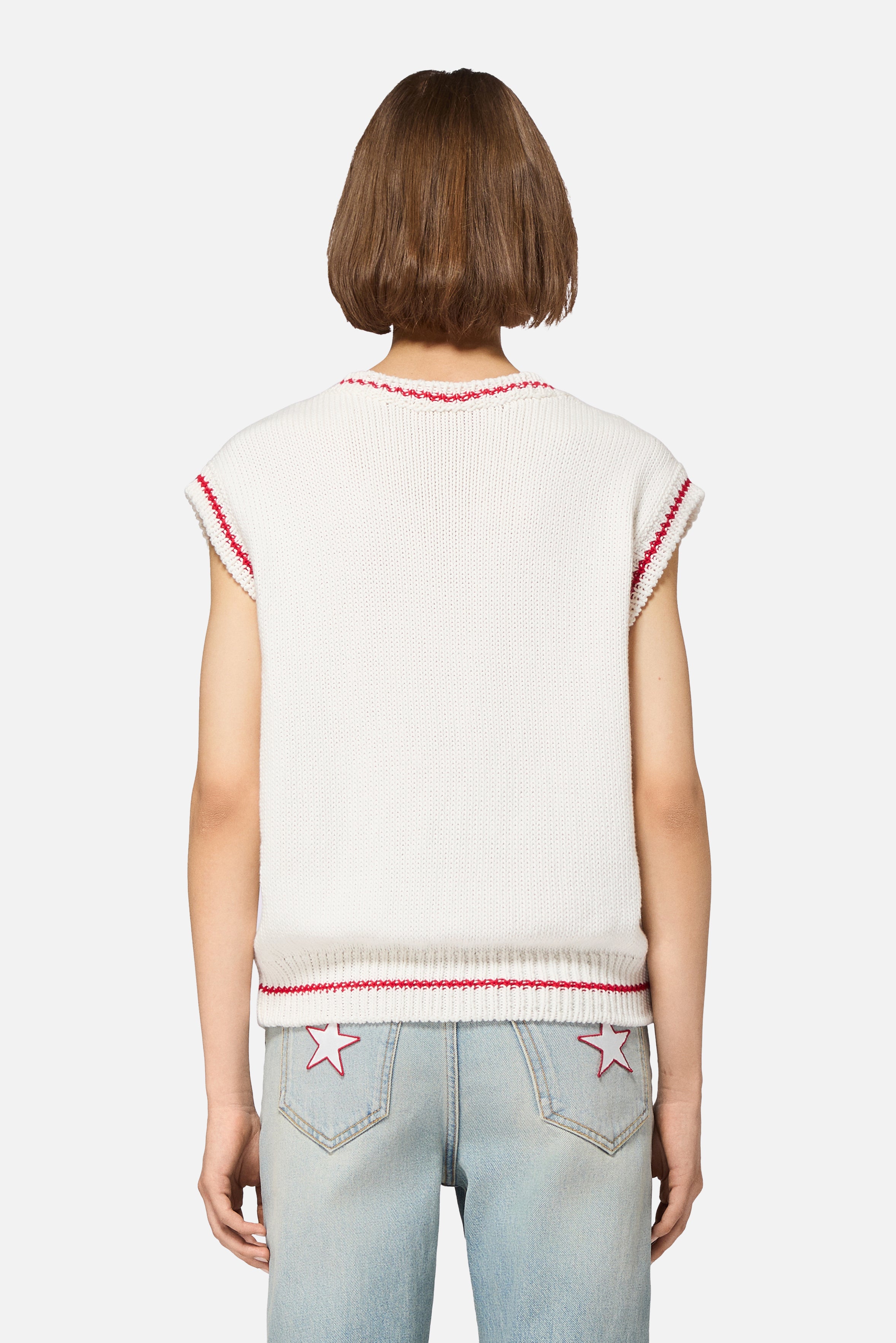 Stars V-Neck Vest White