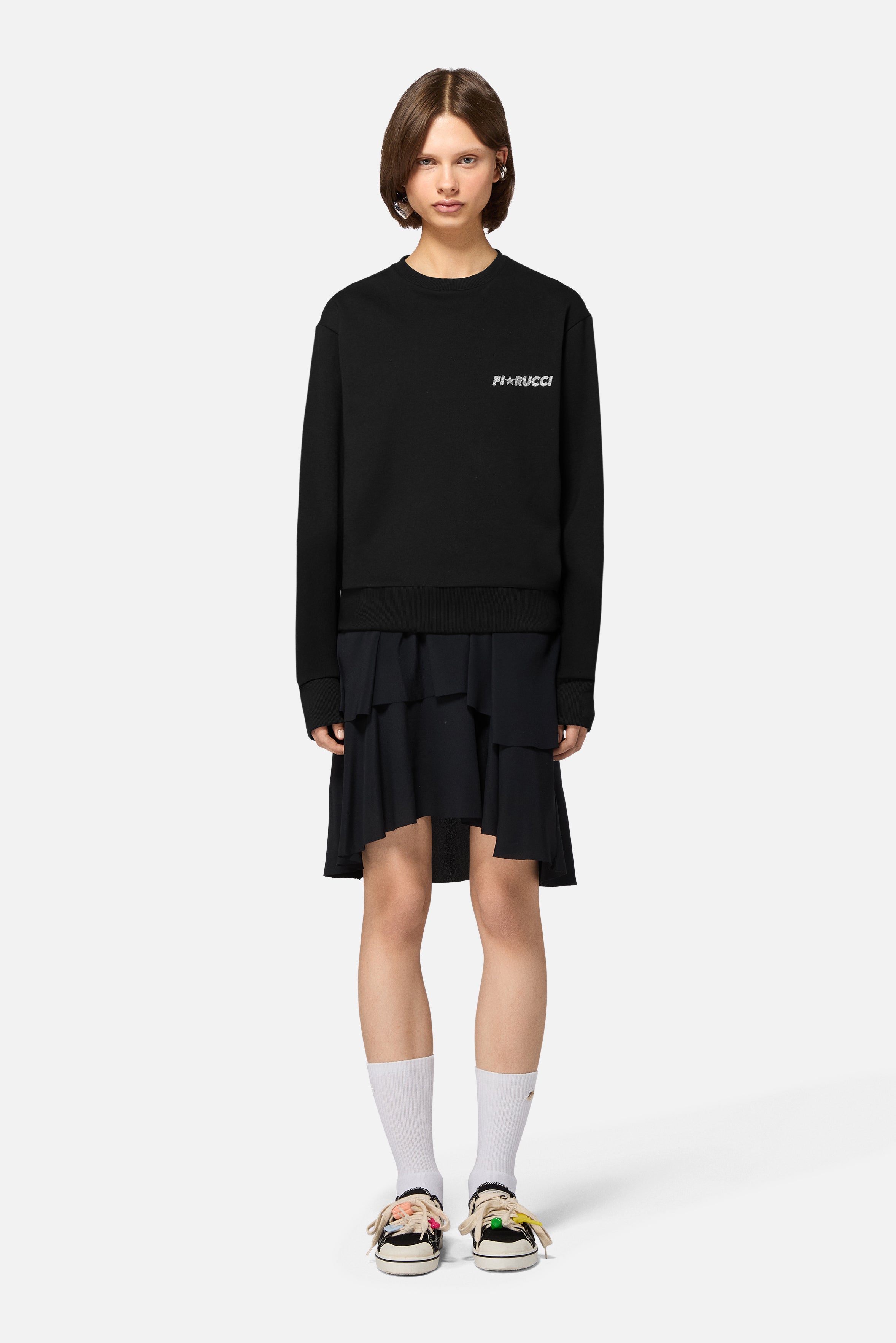 Glitter Star Logo Regular Sweatshirt Black