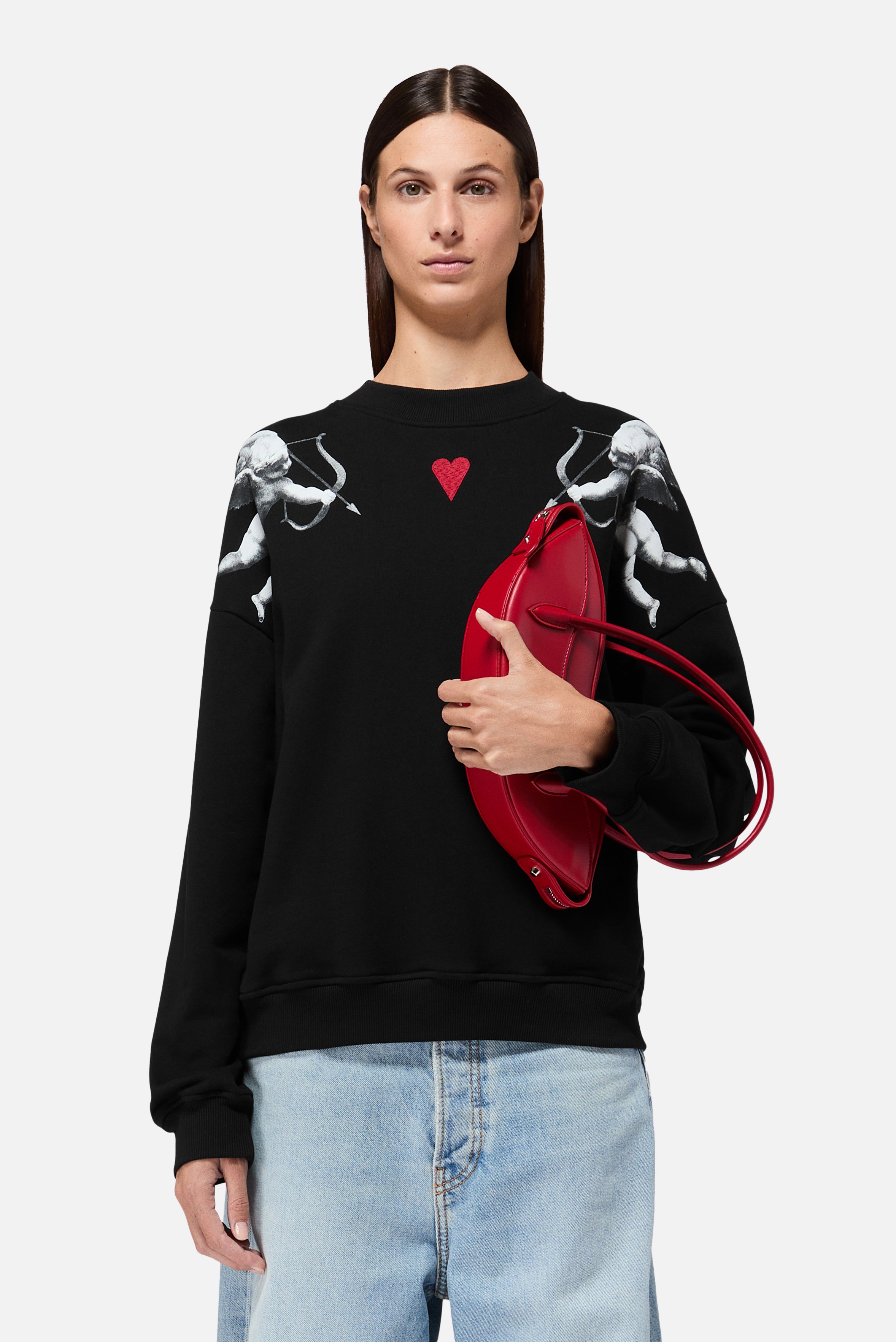 Double Cupid Relaxed Sweatshirt Black