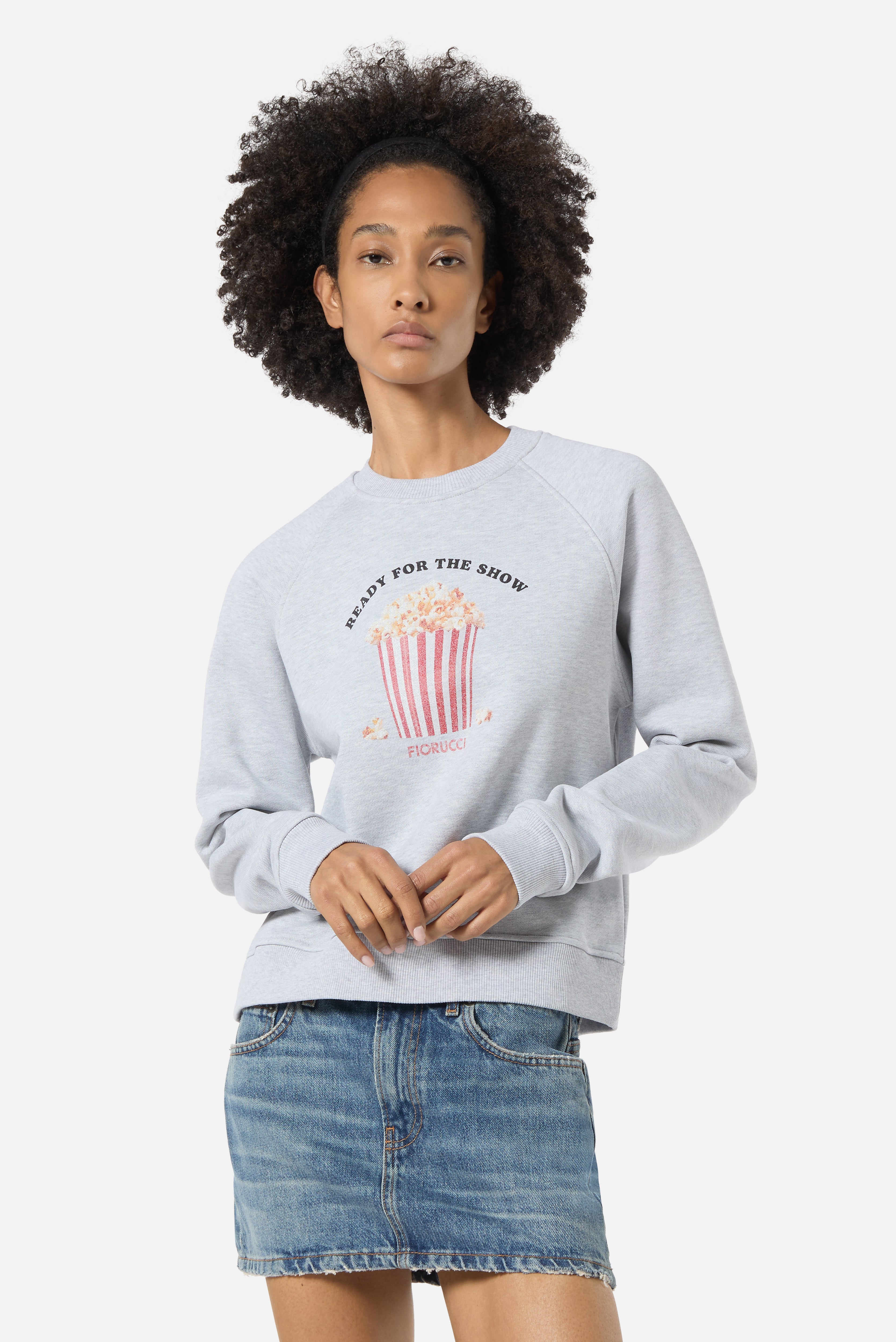 Popcorn Print Slim Sweatshirt Grey