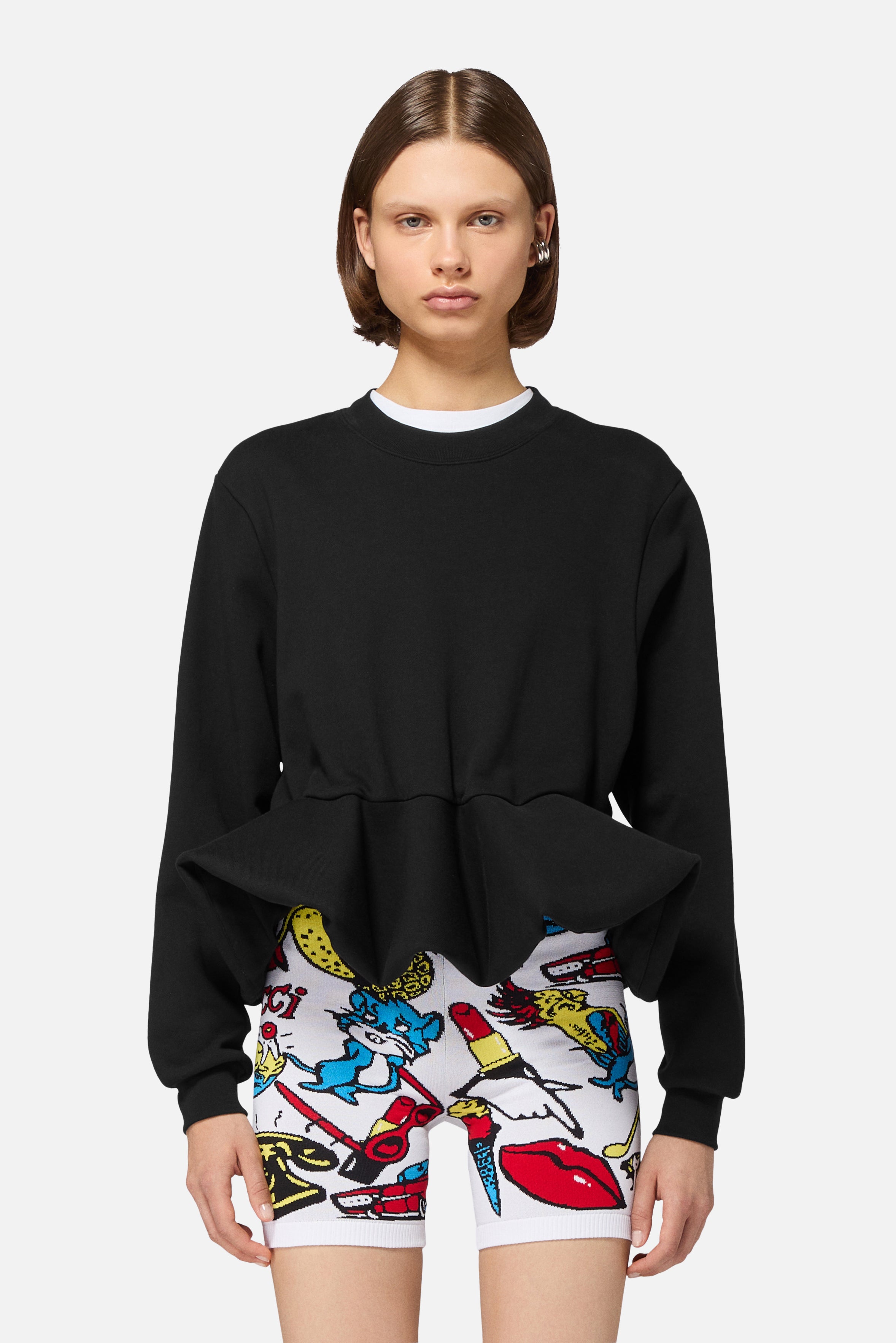 Peplum Regular Sweatshirt Black