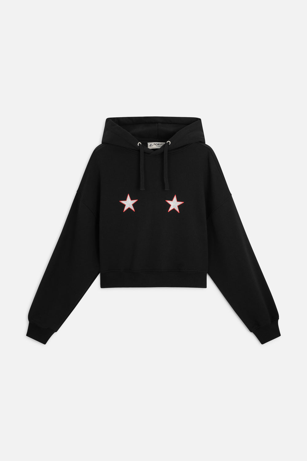 Stars Cropped Hoodie Black