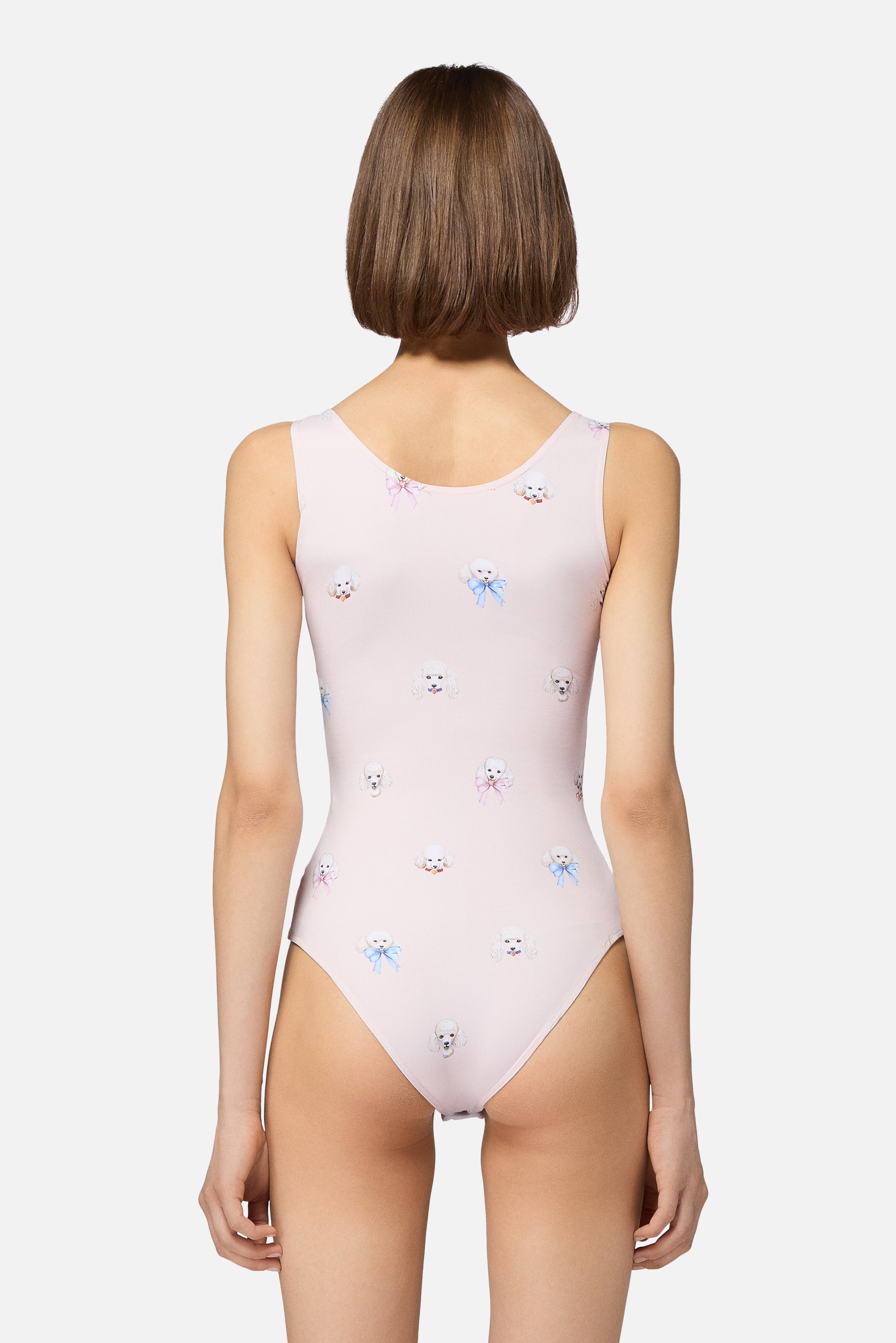 Poodle Print Bodysuit Pink