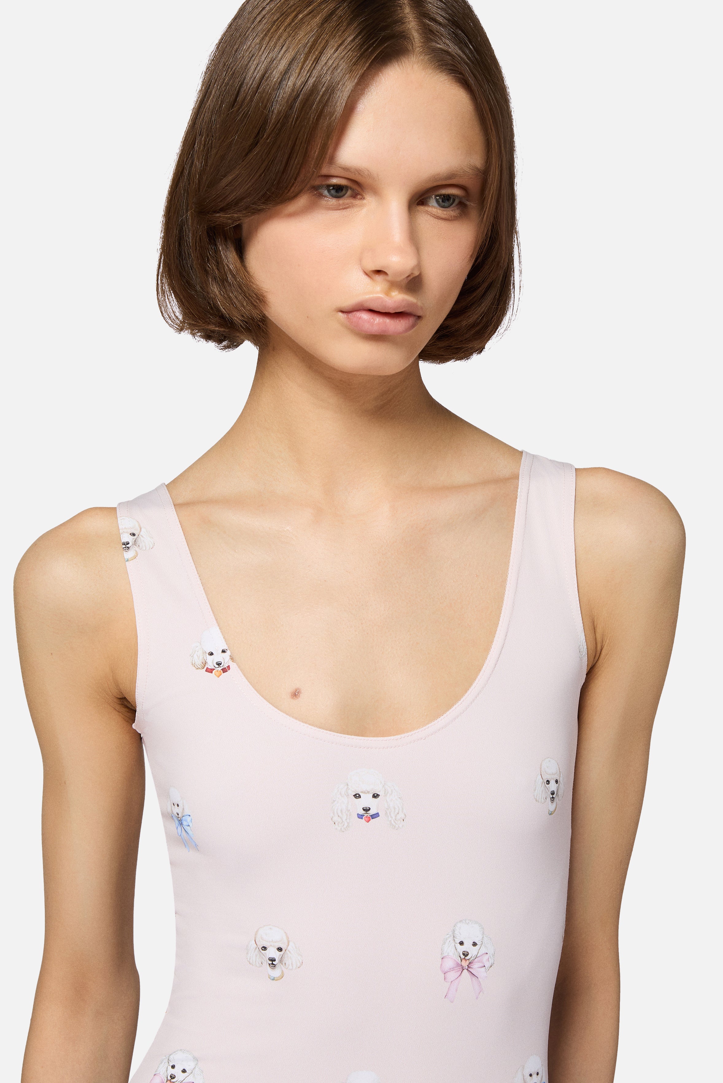 Poodle Print Bodysuit Pink