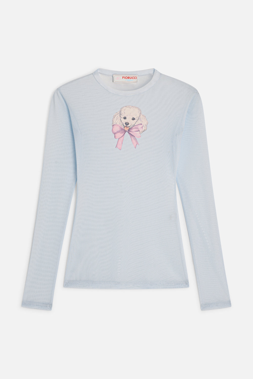 Poodle Tulle Long Sleeves Top Light Blue