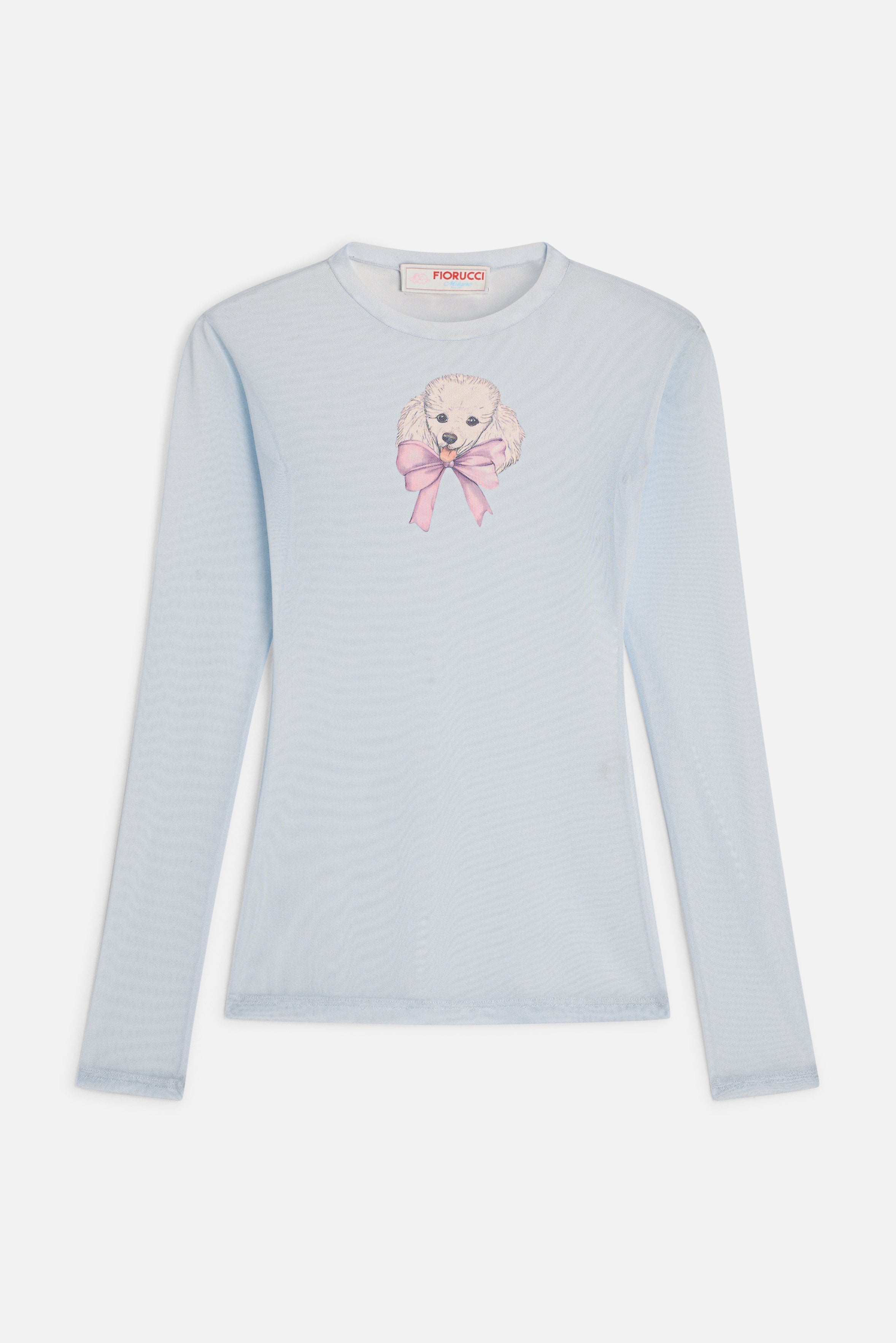 Poodle Tulle Long Sleeves Top Light Blue