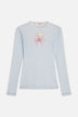 Poodle Tulle Long Sleeves Top Light Blue