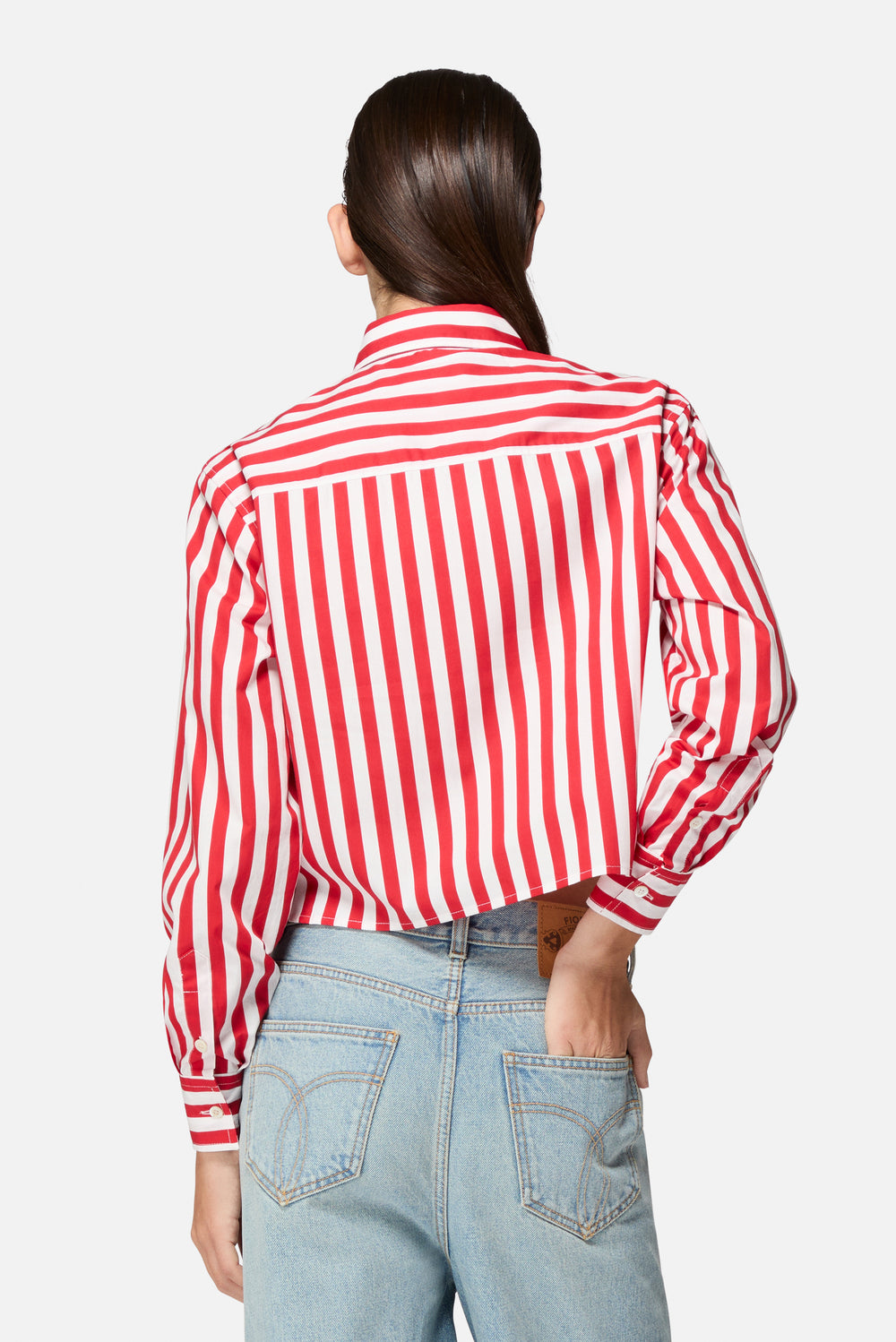 Popcorn Cropped Shirt Red