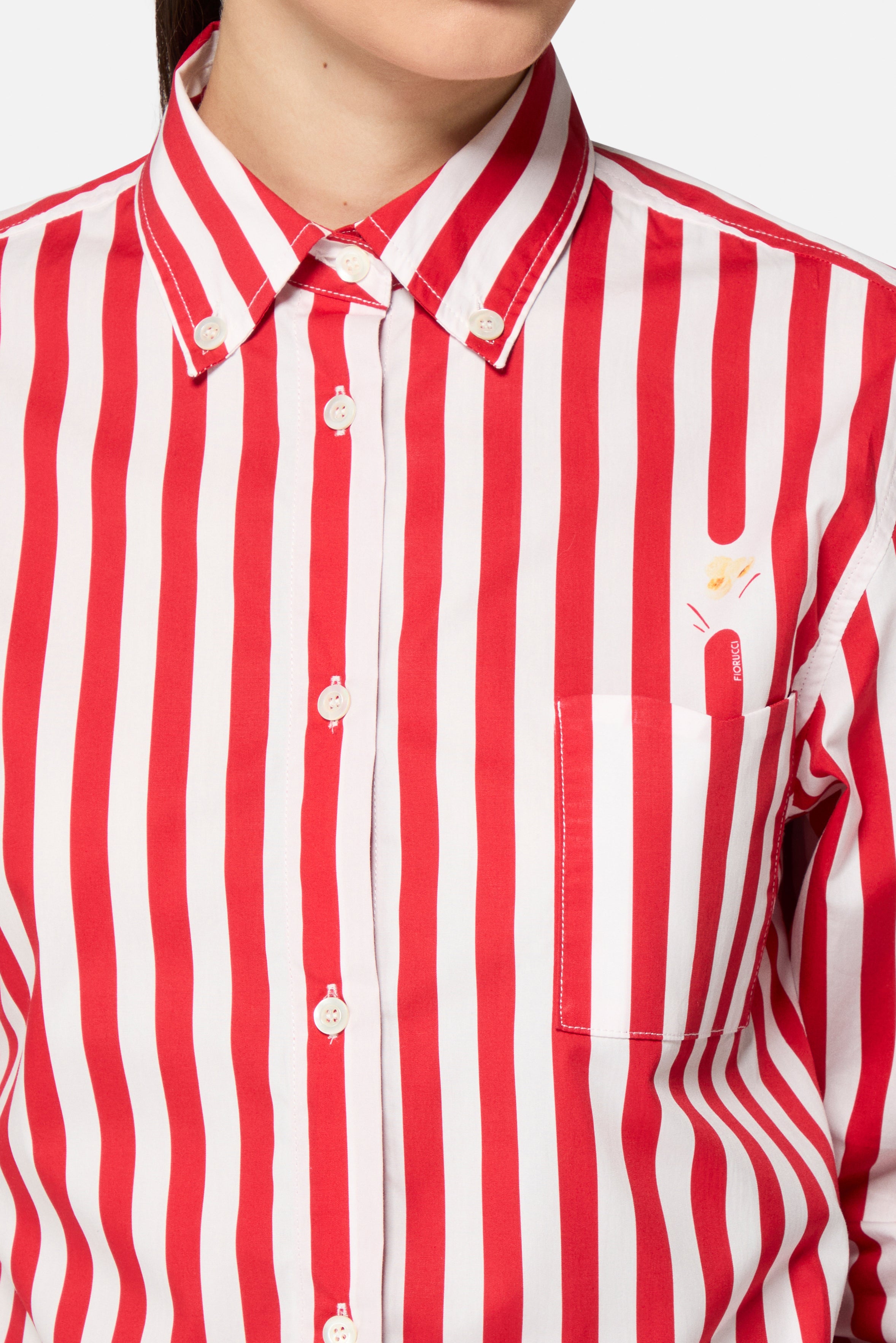 Camicia Crop con Stampa Popcorn Rossa