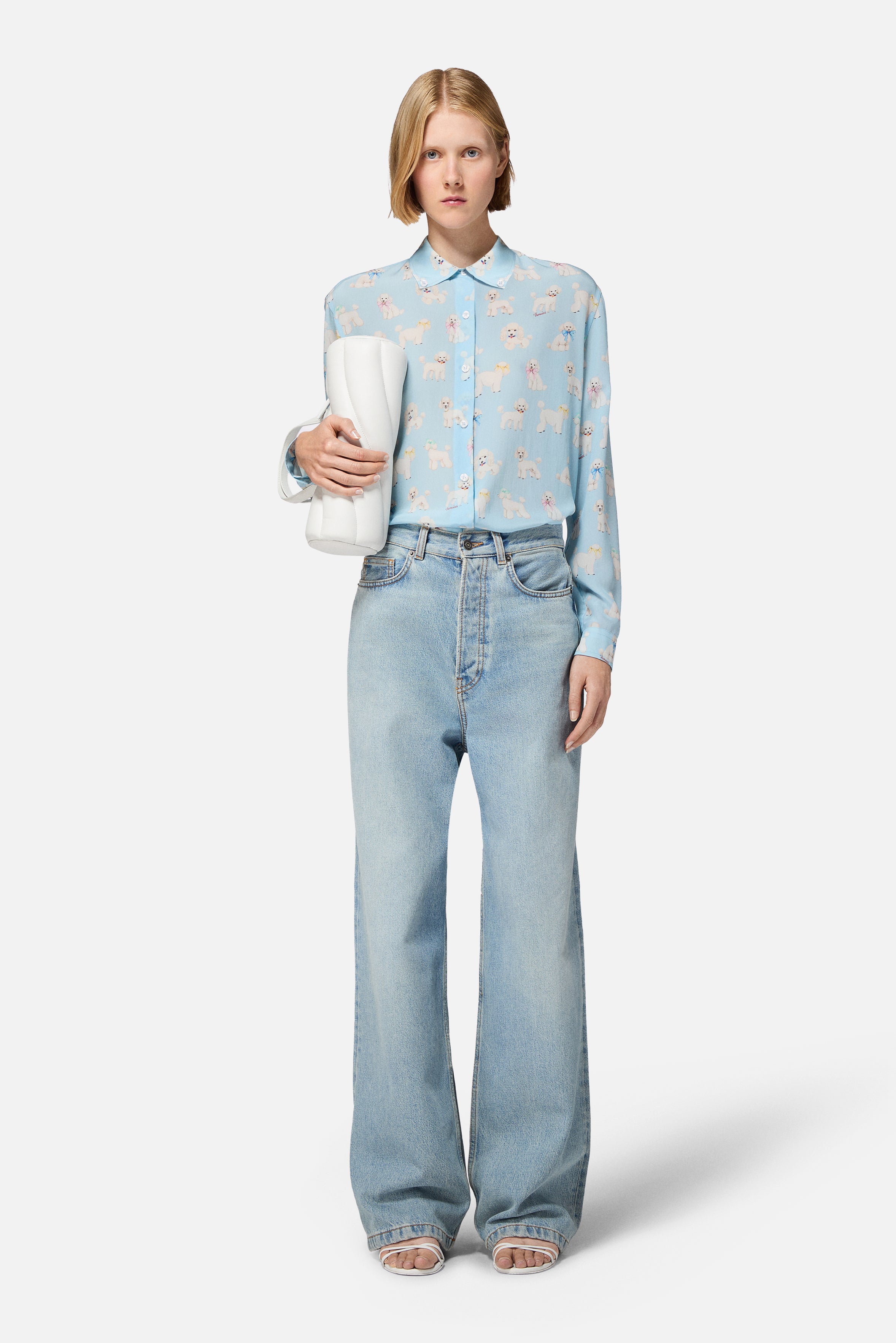 Poodle Print Shirt Light Blue