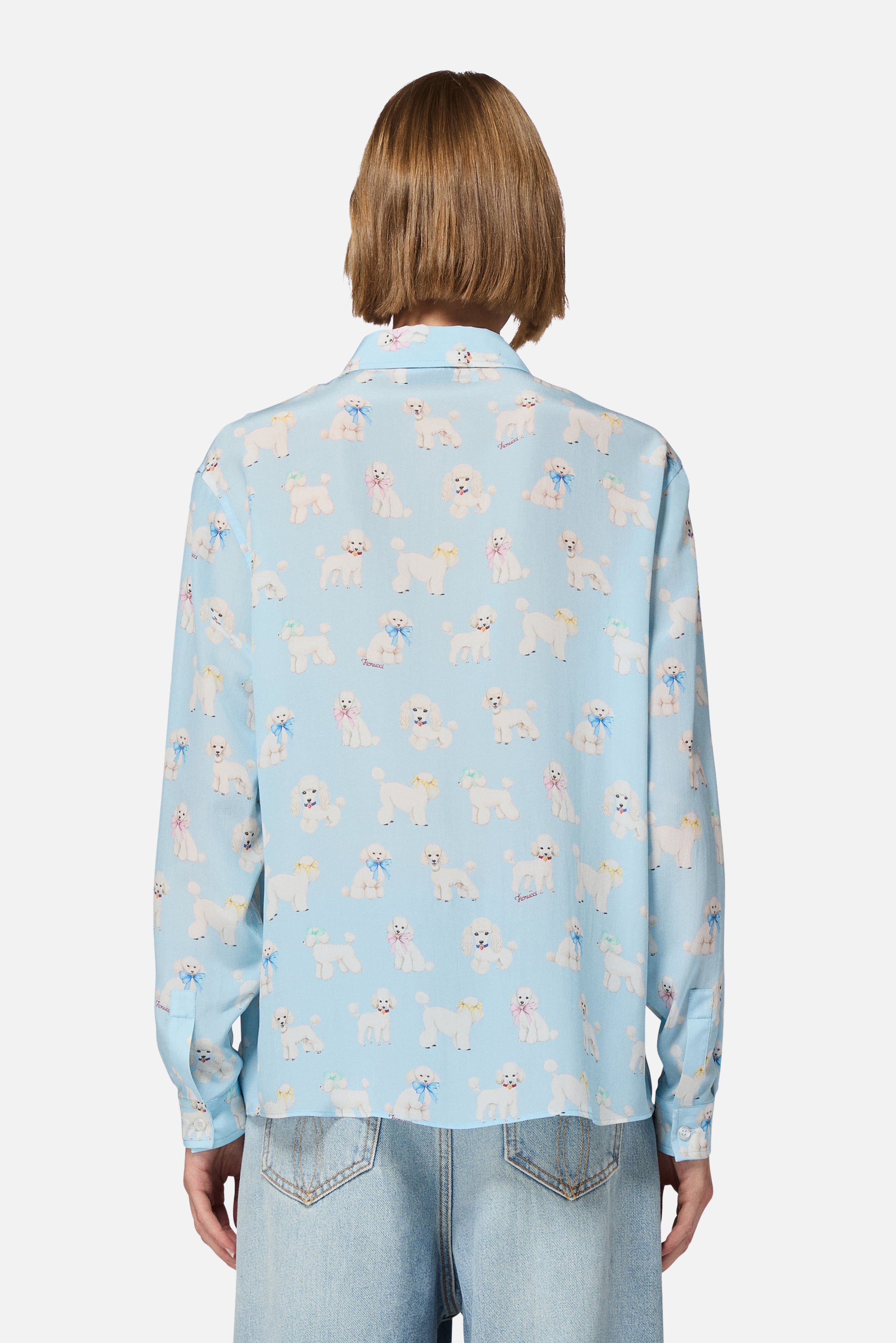 Poodle Print Shirt Light Blue