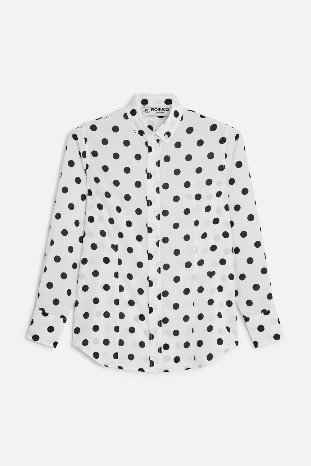 Polka Dot Crepe de Chine Shirt White