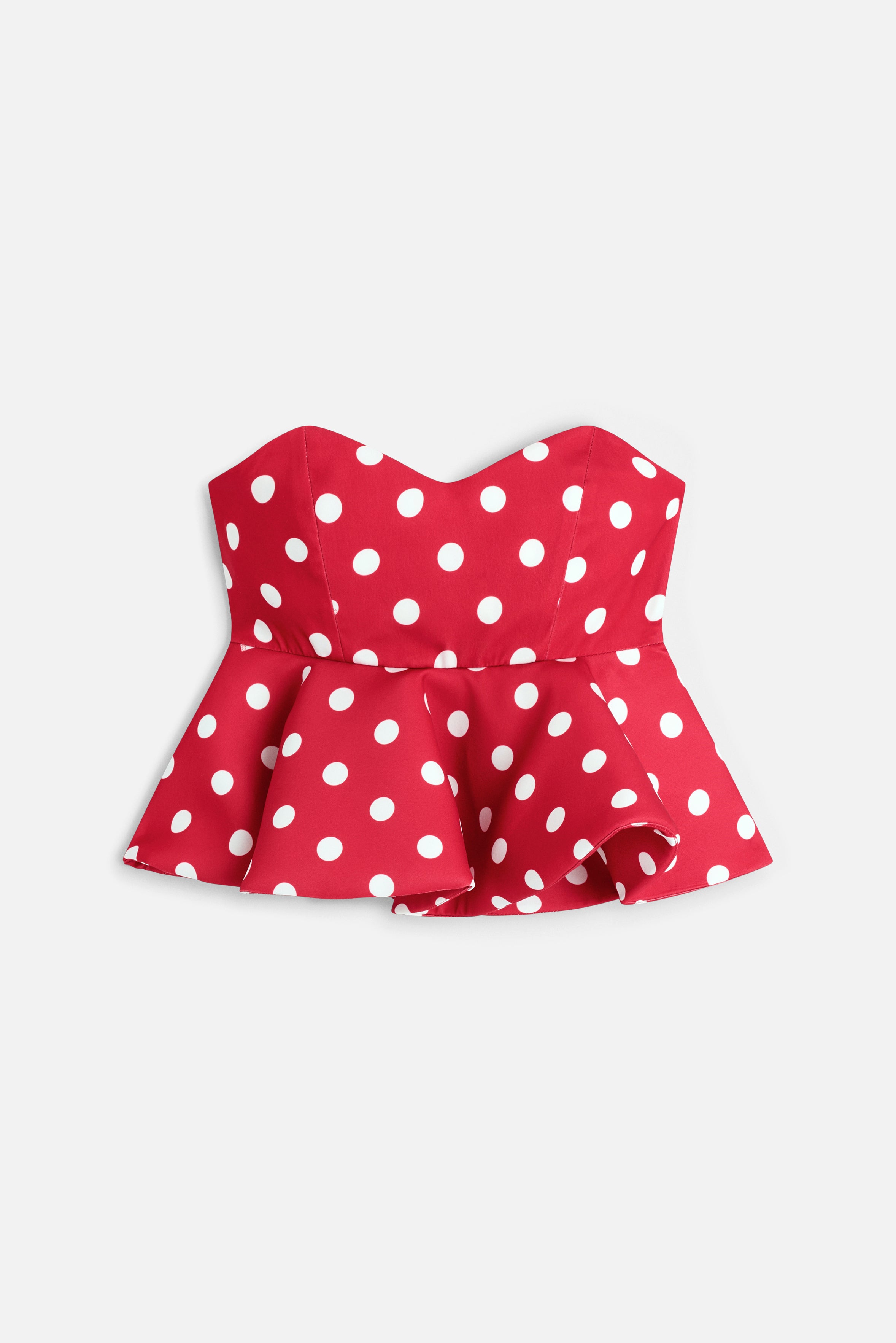 Crop Top a Pois con Balza Rosso