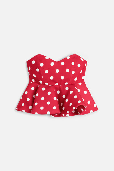 Polka Dot Peplum Crop Top Red | Fiorucci