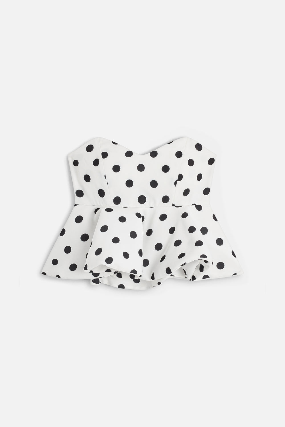 Polka Dot Peplum Crop Top White