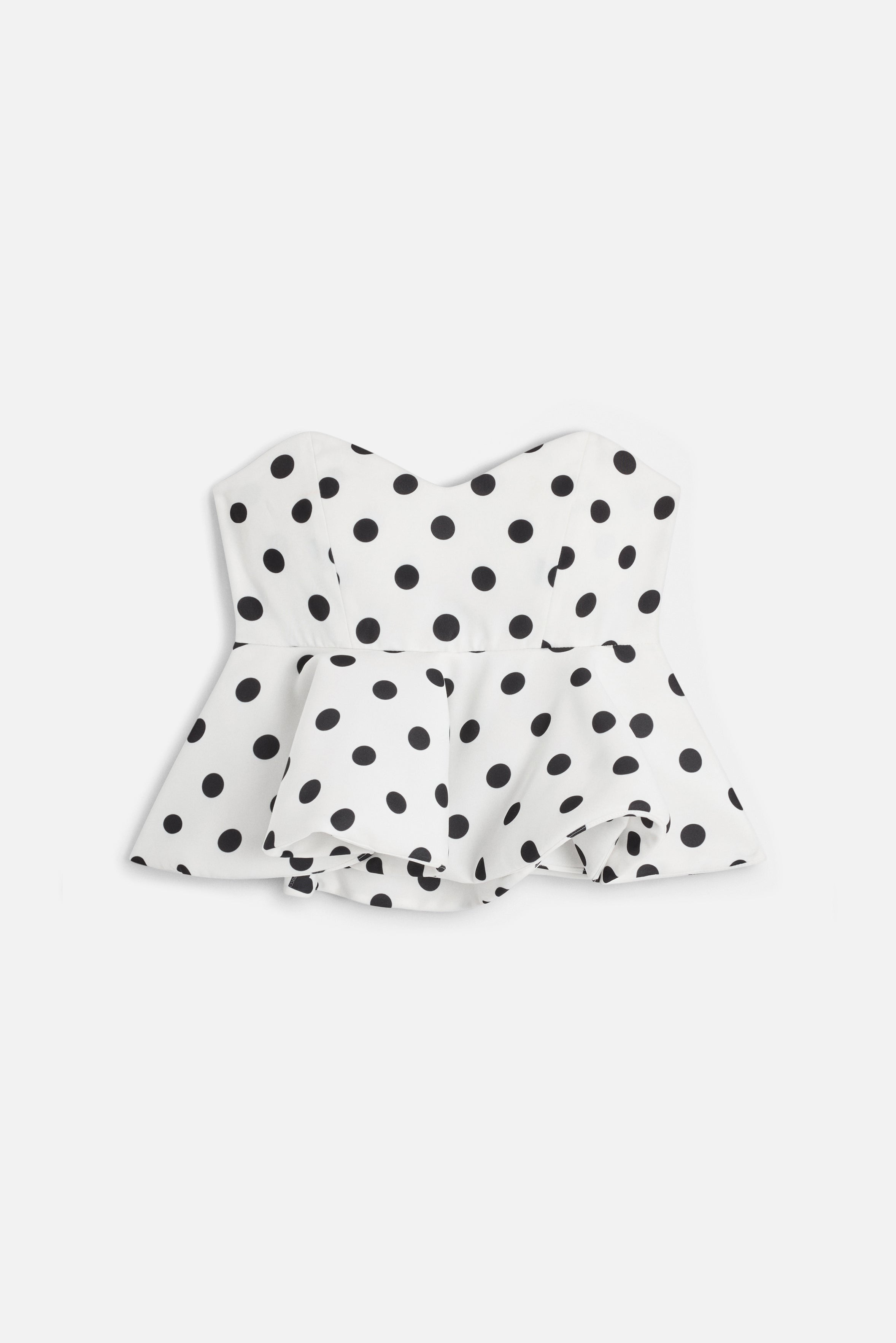 Polka Dot Peplum Crop Top Bianco