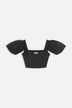 Puff Sleeve Crop Top Black